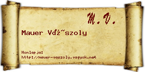 Mauer Vászoly névjegykártya